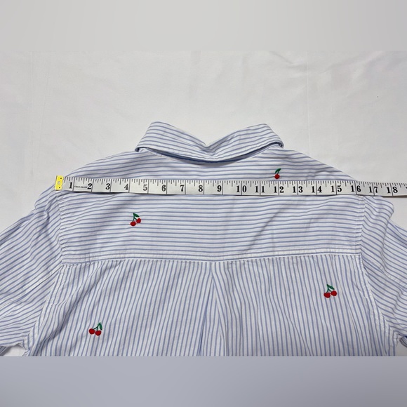 Sundry Cherry Striped Tie-Hem Shirt - Picture 8 of 11